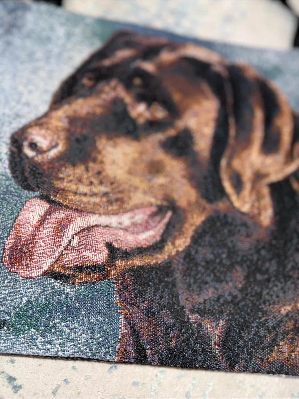 Tote Bag with Chocolate Labrador Portrait - Black Straps